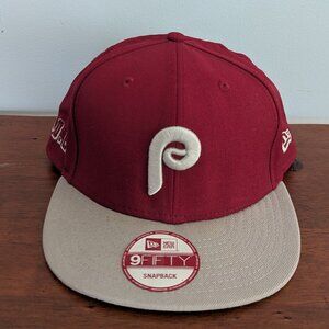 Phillies Philadelphia Flat Brim Snapback Maroon Gray OS MLB New Era 9Fifty